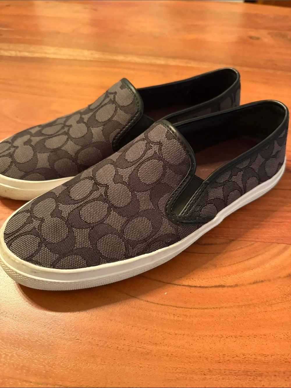 Coach Chrissy Charcoal Signature Slip-On Loafers. Women’s size 9.5.